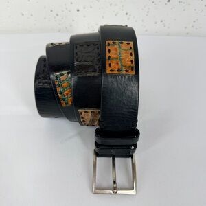 Bill Lavin Size 36 Soft Collection Black Leather Patchwork Belt